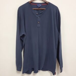 VTG Club Room Charter Club Mens‎ Y2K Waffle Thermal Henley Shirt Size XL Blue